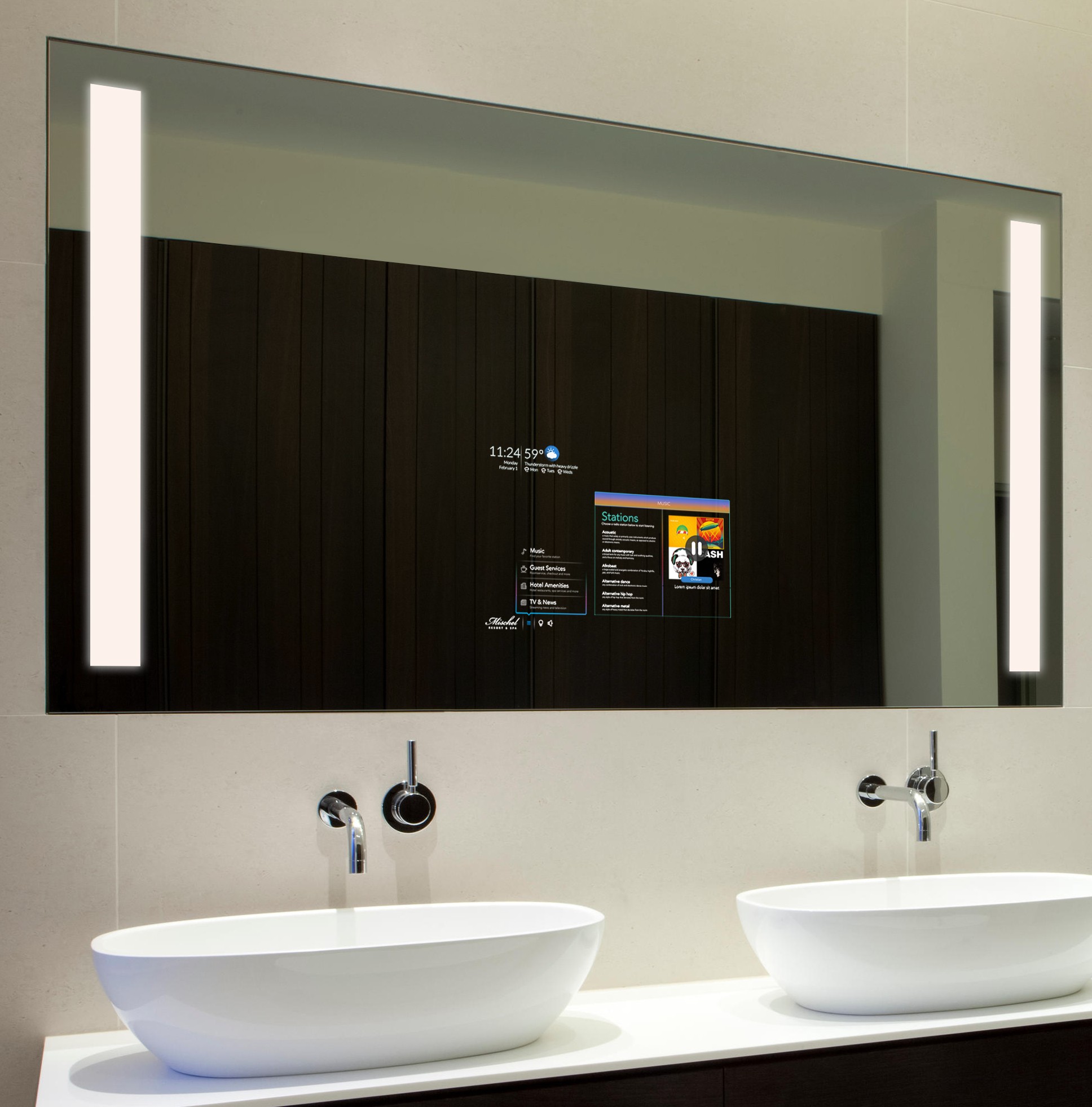 Smart mirror for hospitality market allows control connection