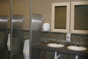 Fairplex restroom sinks and stalls