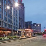 Vibrant-looking commercial corridor in a city