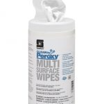 White canister of wipes