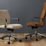 Beige and brown swivel chairs