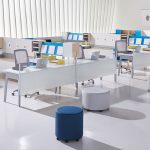 White and blue diverse office furniture collection