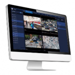 Monitor with feed from 4 surveillance cameras