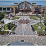 Concrete paver hardscape area in front of mall