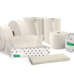 Cascades PRO Latte collection of toilet paper, tissues, hand towels