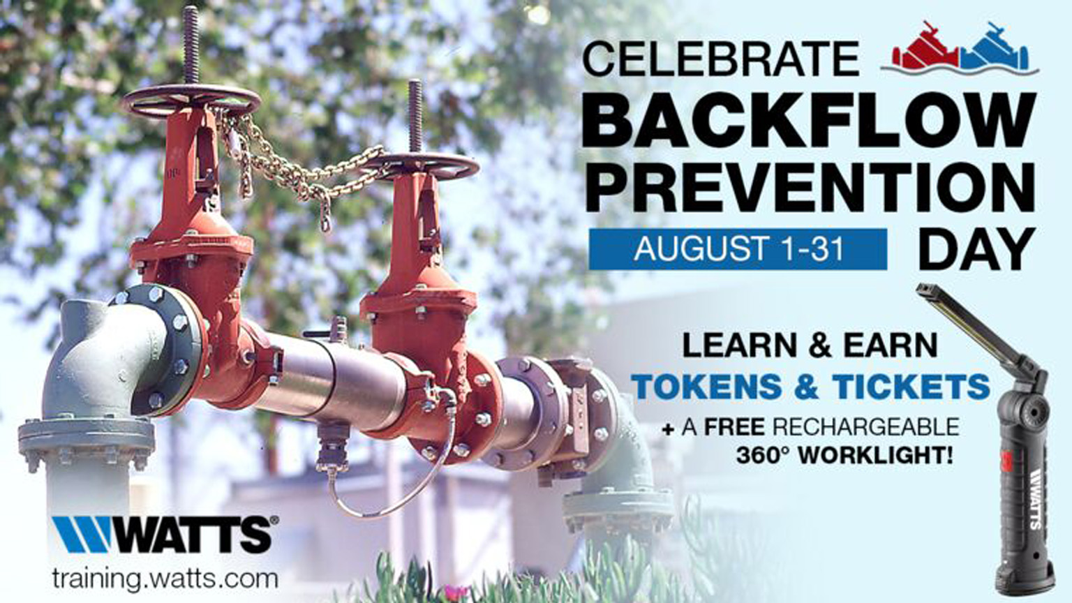 Event promo of Backflow Prevention Day with Watts. image of pipes