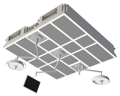 Titus Nexus OR Suite system (square fixture) for lighting and IAQ