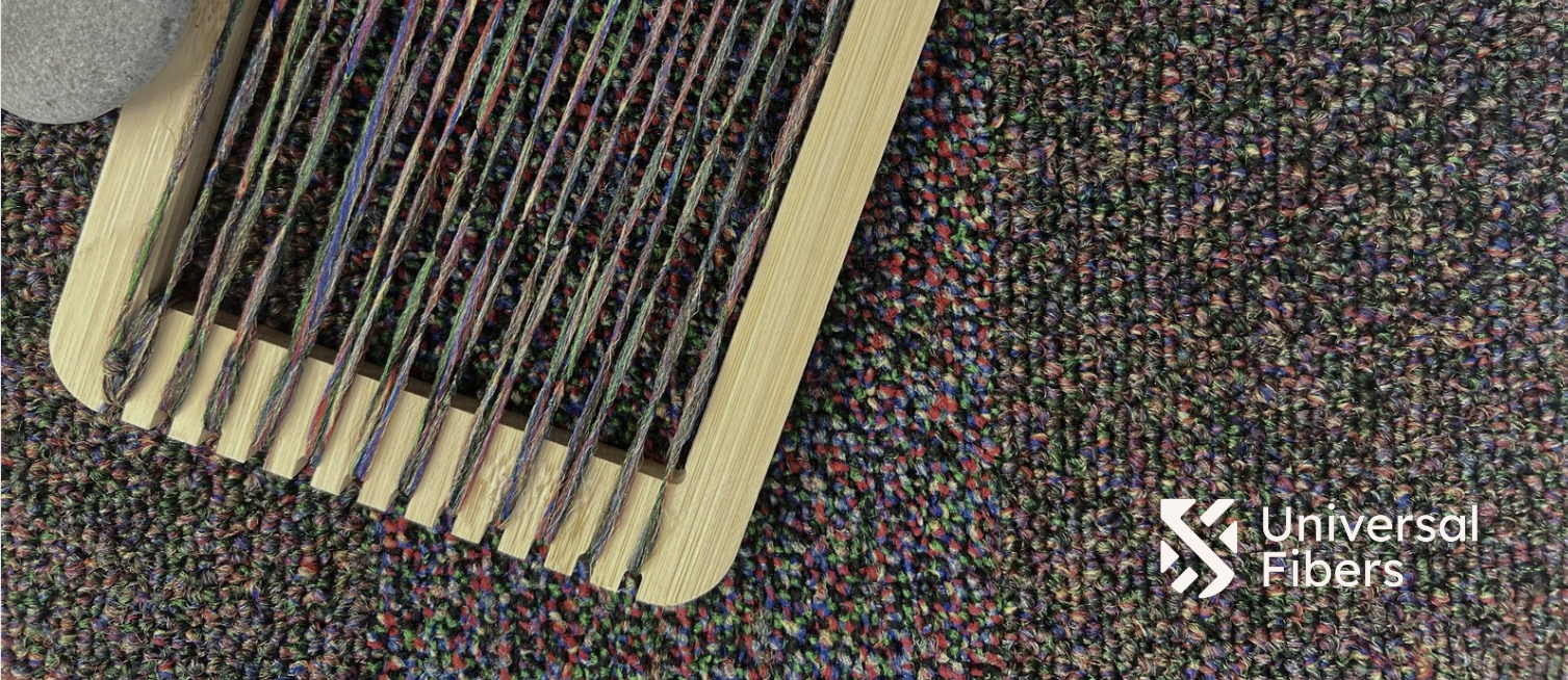 Nylon 6,6 fibers on top of a completed carpet