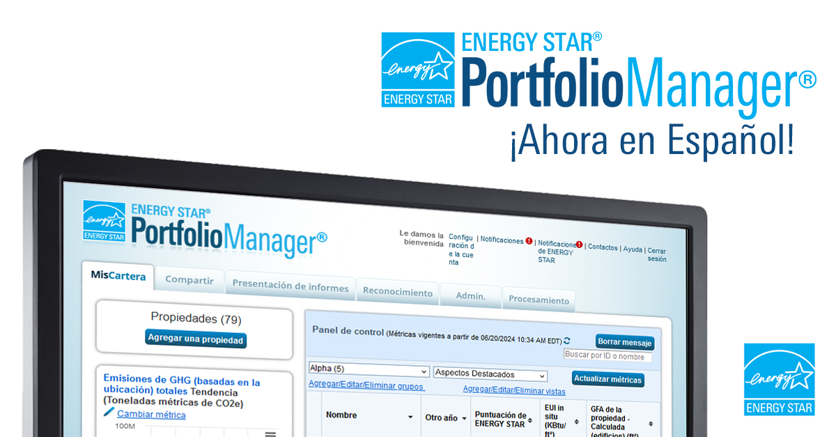 Screenshot of ENERGY STAR Portfolio Manager in Spanish 