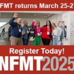 NFMT 2025 red event banner with attendees waving