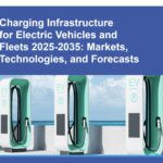 IDTechEx research cover, with title on blue block above 4 EV chargers.