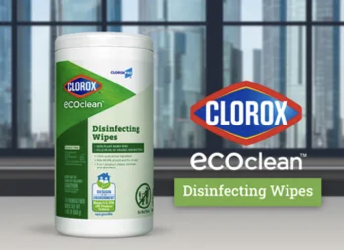 CloroxPro’s EcoClean Disinfecting Wipes container with Clorox logo