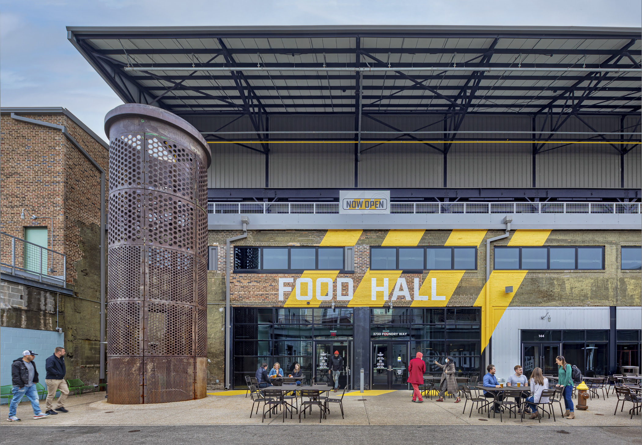 Front view of The Food Hall at City Foundry STL - example of adaptive reuse