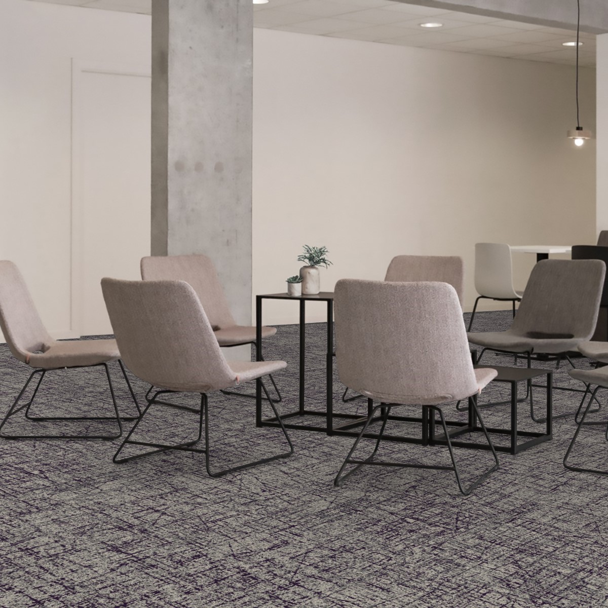 Bentley On the Block high-performance carpet with Thrive; installed, with chairs