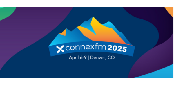 Blue and orange ConnexFM2025 banner